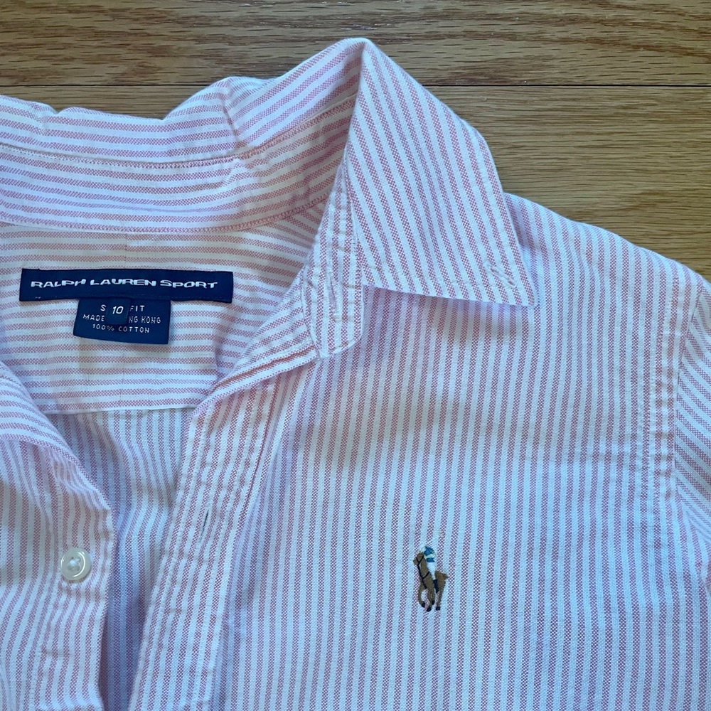 Ralph Lauren Soft Pink Striped Button-Down Shirt - Picture 2 of 6